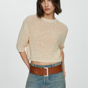 MANGO 100% cotton short-sleeved sweater